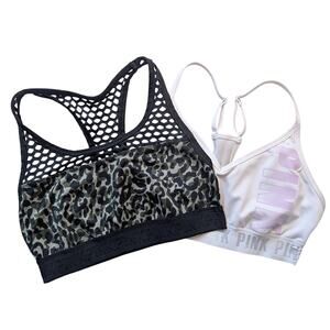 Victoria's Secret PINK Sports Bra Bundle Size Medium Black Camo & White